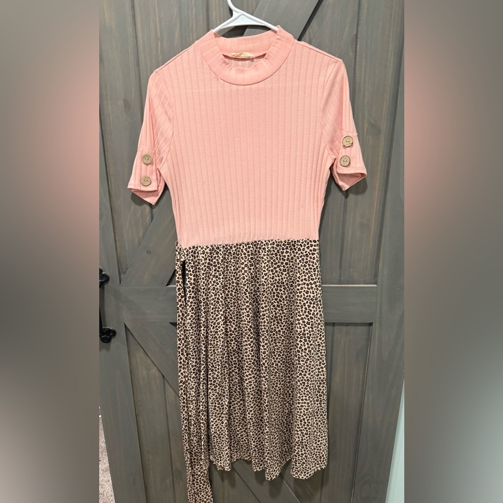 Pink and Leopard Print Dress
